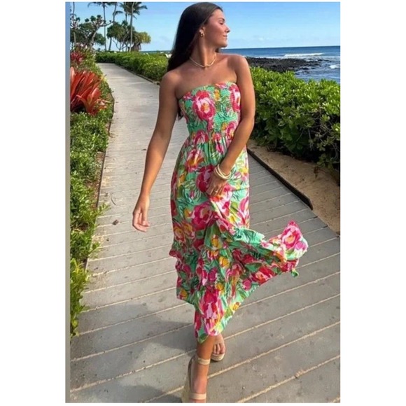 Abel The Label Dresses & Skirts - Abel the Label Anthropologie Mimosa Maxi Dress S Smocking Strapless New Floral